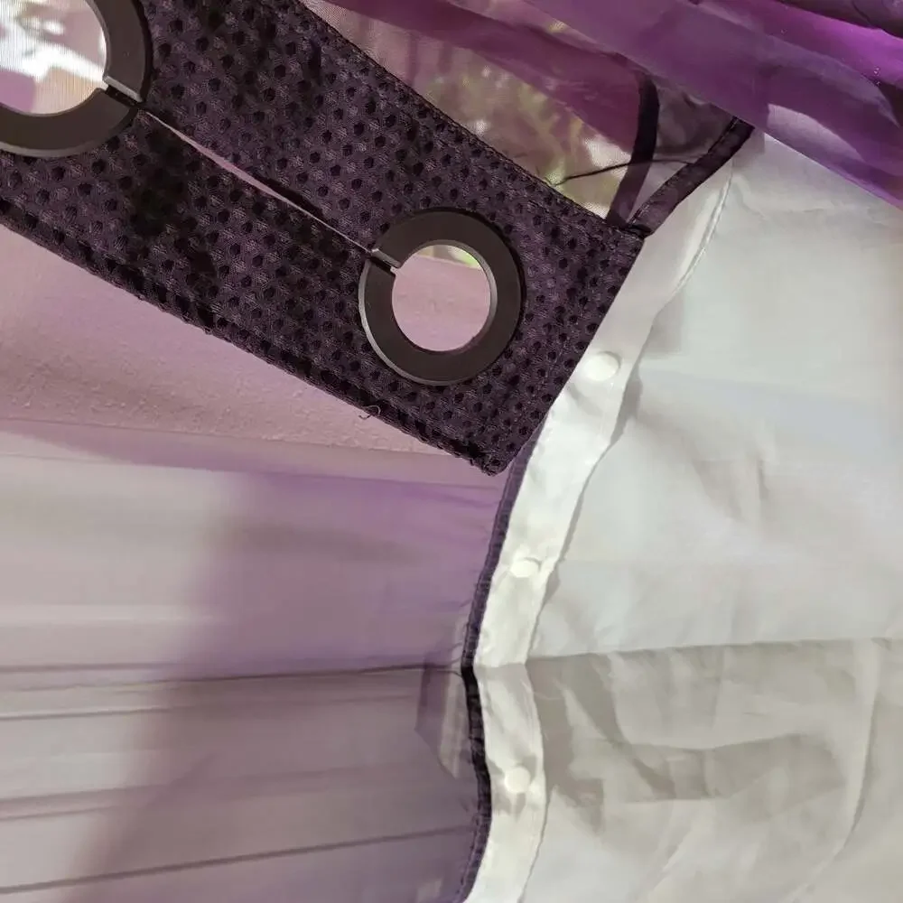 EUTXL Purple Waffle Weave Hookless Shower Curtain with Snap-In Liner
